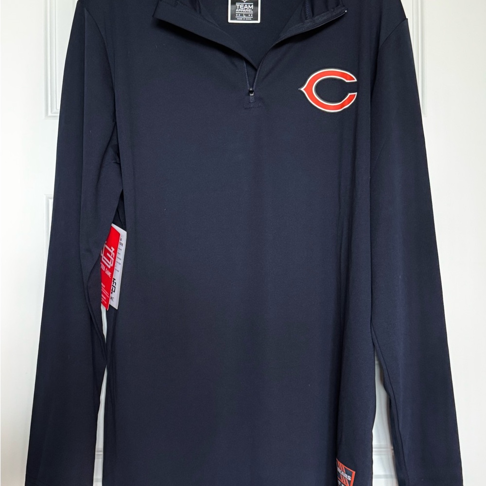 New with tags mens NFL navy blue Chicago Bears quarter zip pullover L Large